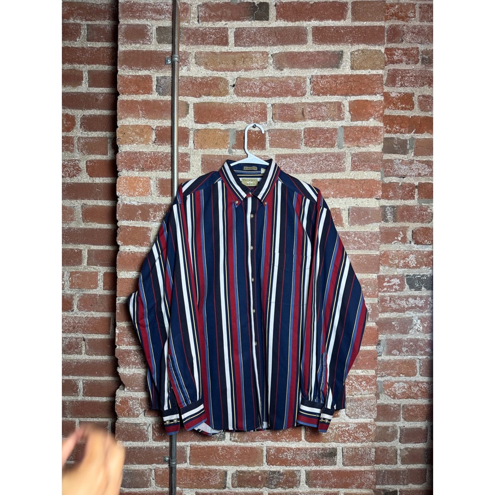 Natural Issue Mens Long Sleeve Striped Button Up Wrinkle Free Shirt Multicolor L